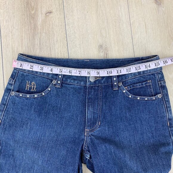Harley Davidson Women's Boot Cut Rhinestone Jeans Sz 6 - Picture 7 of 10
